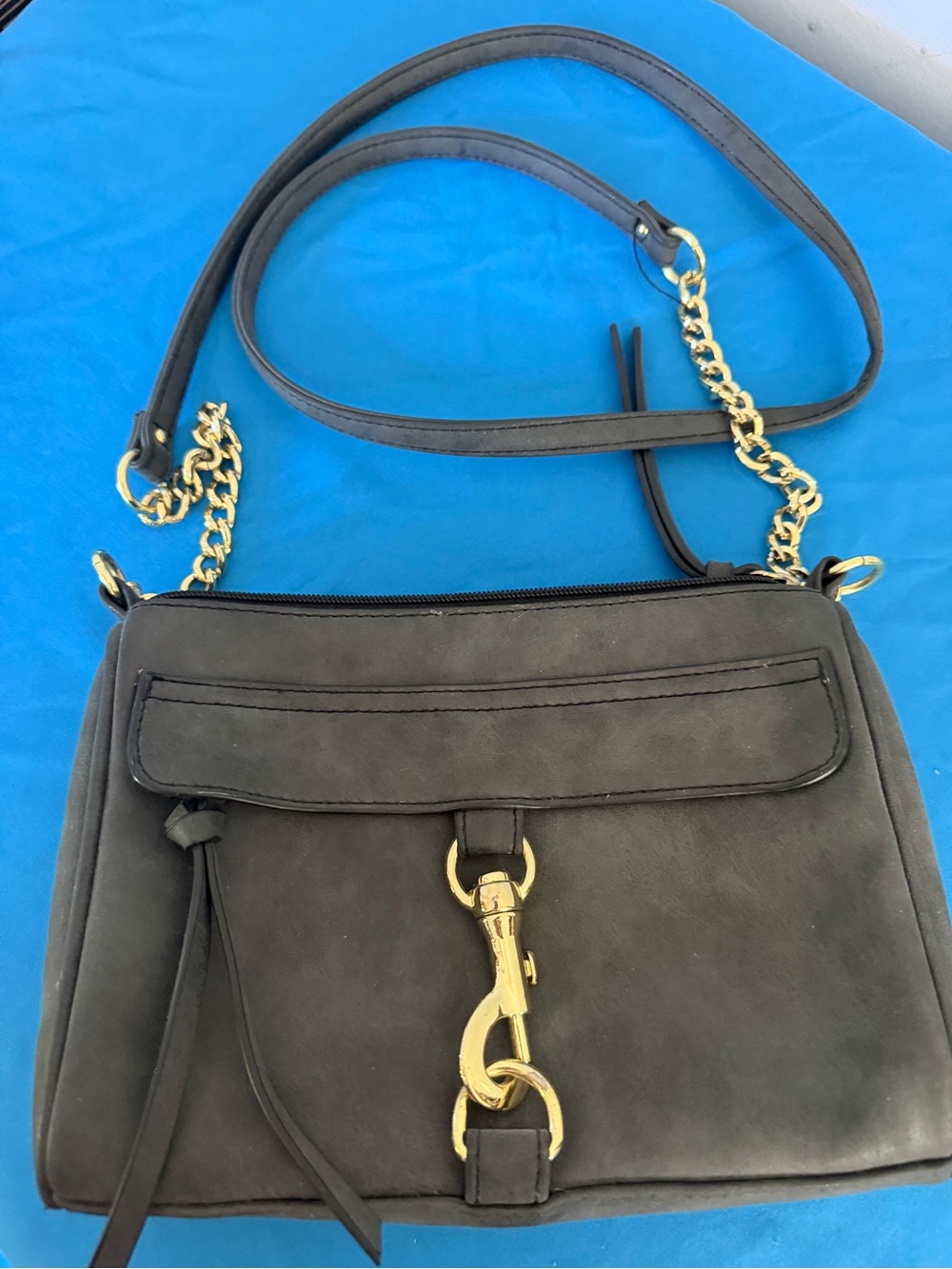 Women's Gray Crossbody Bag with Gold Hardware